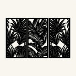 Modern Tropical Leaves Metal Wall Art Set 39 × 75 cm / Black