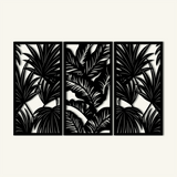 Modern Tropical Leaves Metal Wall Art Set 39 × 75 cm / Black