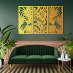 Modern Tropical Leaves Metal Wall Art Set 39 × 75 cm / Black