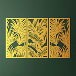 Modern Tropical Leaves Metal Wall Art Set 39 × 75 cm / Black