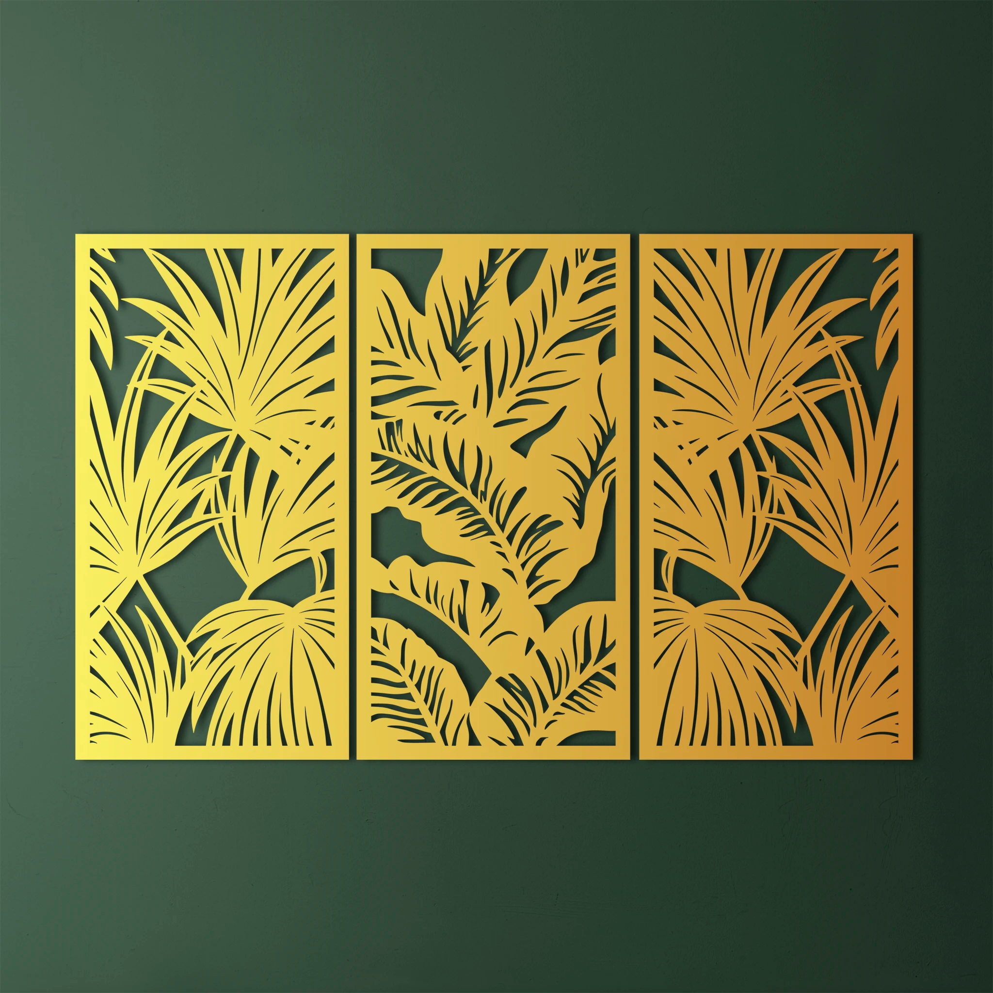 Modern Tropical Leaves Metal Wall Art Set 39 × 75 cm / Black