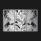 Modern Tropical Leaves Metal Wall Art Set 39 × 75 cm / Black