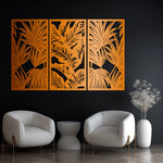 Modern Tropical Leaves Metal Wall Art Set 39 × 75 cm / Black