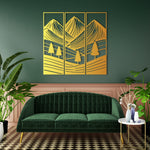 Minimalist Mountain Landscape Metal Wall Art Set 23 × 70 cm / Black