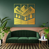 Minimalist Mountain Landscape Metal Wall Art Set 23 × 70 cm / Black