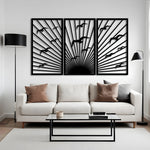 Elegant Sunrise Birds Metal Wall Art Set 39 × 69 cm / Black