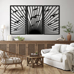 Elegant Sunrise Birds Metal Wall Art Set 39 × 69 cm / Black