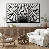 Elegant Sunrise Birds Metal Wall Art Set 39 × 69 cm / Black