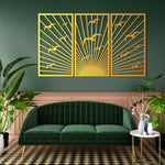 Elegant Sunrise Birds Metal Wall Art Set 39 × 69 cm / Black