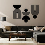 Geometric Modern Art Metal Wall Art Set 39 × 65 cm / Black