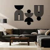 Geometric Modern Art Metal Wall Art Set 39 × 65 cm / Black
