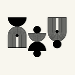 Geometric Modern Art Metal Wall Art Set 39 × 65 cm / Black