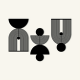 Geometric Modern Art Metal Wall Art Set 39 × 65 cm / Black