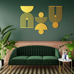 Geometric Modern Art Metal Wall Art Set 39 × 65 cm / Black
