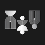 Geometric Modern Art Metal Wall Art Set 39 × 65 cm / Black