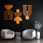 Geometric Modern Art Metal Wall Art Set 39 × 65 cm / Black