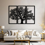 Chic Tree Silhouette Metal Wall Art Set 35 × 75 cm / Black
