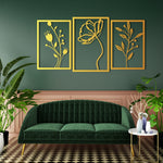 Graceful Floral Metal Wall Art Set 42 × 62 cm , 39 × 56 cm , 39 × 56 cm / Black
