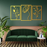 Graceful Floral Metal Wall Art Set 42 × 62 cm , 39 × 56 cm , 39 × 56 cm / Black