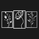 Graceful Floral Metal Wall Art Set 42 × 62 cm , 39 × 56 cm , 39 × 56 cm / Black