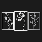 Graceful Floral Metal Wall Art Set 42 × 62 cm , 39 × 56 cm , 39 × 56 cm / Black