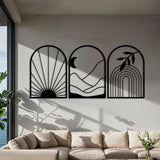 Boho Arch Metal Wall Art Set 41 × 59 cm / Black