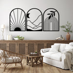 Boho Arch Metal Wall Art Set 41 × 59 cm / Black