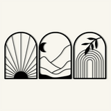 Boho Arch Metal Wall Art Set 41 × 59 cm / Black