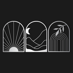 Boho Arch Metal Wall Art Set 41 × 59 cm / Black