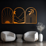 Boho Arch Metal Wall Art Set 41 × 59 cm / Black
