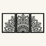 Intricate Mandala Metal Wall Art Set 40 × 58 cm / Black