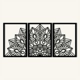 Intricate Mandala Metal Wall Art Set 40 × 58 cm / Black
