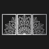 Intricate Mandala Metal Wall Art Set 40 × 58 cm / Black