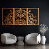 Intricate Mandala Metal Wall Art Set 40 × 58 cm / Black