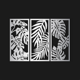 Lush Monstera Leaves Metal Wall Art Set 35 × 75 cm / Black