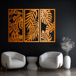 Lush Monstera Leaves Metal Wall Art Set 35 × 75 cm / Black