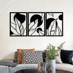 Abstract Leaf Pattern Metal Wall Art Set 40 × 56 cm / Black