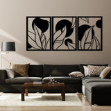 Abstract Leaf Pattern Metal Wall Art Set 40 × 56 cm / Black