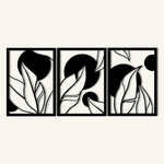 Abstract Leaf Pattern Metal Wall Art Set 40 × 56 cm / Black