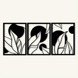 Abstract Leaf Pattern Metal Wall Art Set 40 × 56 cm / Black
