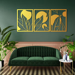 Abstract Leaf Pattern Metal Wall Art Set 40 × 56 cm / Black