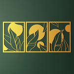 Abstract Leaf Pattern Metal Wall Art Set 40 × 56 cm / Black