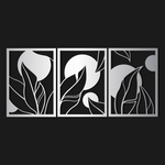 Abstract Leaf Pattern Metal Wall Art Set 40 × 56 cm / Black