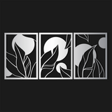 Abstract Leaf Pattern Metal Wall Art Set 40 × 56 cm / Black