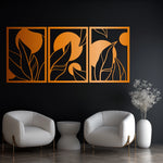 Abstract Leaf Pattern Metal Wall Art Set 40 × 56 cm / Black