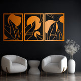 Abstract Leaf Pattern Metal Wall Art Set 40 × 56 cm / Black