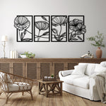 Artistic Poppy Flowers Metal Wall Art Set 31 × 47 cm / Black