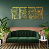 Artistic Poppy Flowers Metal Wall Art Set 31 × 47 cm / Black