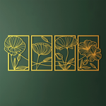 Artistic Poppy Flowers Metal Wall Art Set 31 × 47 cm / Black