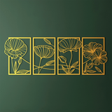 Artistic Poppy Flowers Metal Wall Art Set 31 × 47 cm / Black